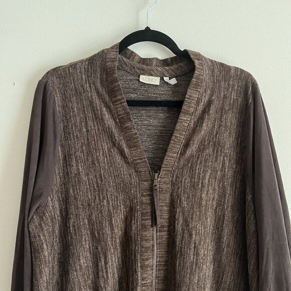 LOGO Lori Goldstein XL Pockets Full Zip Lagenlook Faux Suede Sleeves Cardigan - Picture 5 of 9